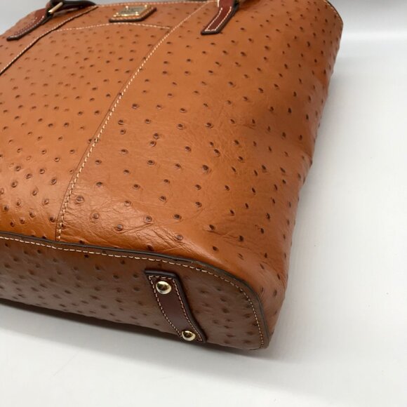 Dooney & Bourke Brown Ostritch Leather Embossed Lexington Tote Bag - Picture 6 of 11